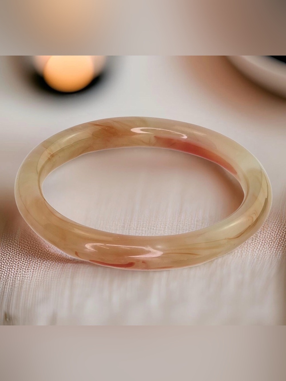 Vintage Peking Glass Bangle Bracelet Midcentury Chunky Bangle Bracelet